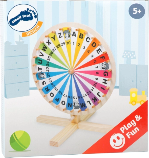 Roată norocoasă din lemn small foot – litere A–Z și numere 1–30