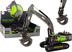 Jucărie Excavator cu șenile cu gheară metalică 1:55 negru-verde