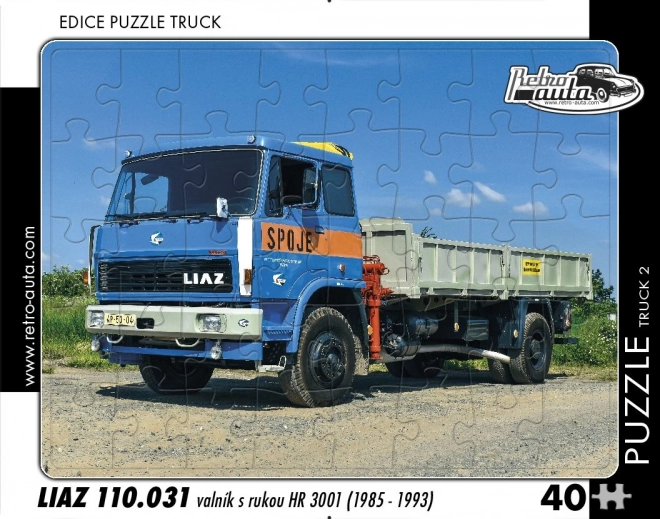 Puzzle Retro Mașini – camion LIAZ platformă cu braț hidraulic, 40 piese