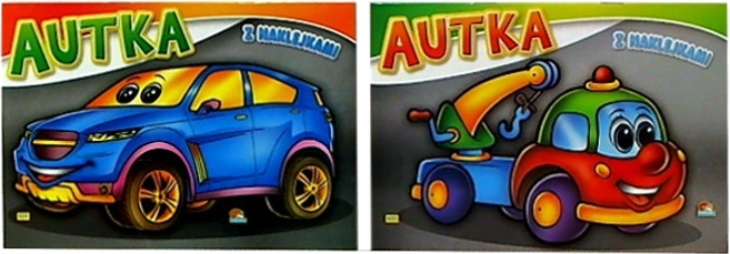 Carte de colorat Mașini cu autocolante