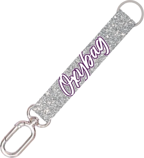 Breloc scurt cu carabină Silver Glitter