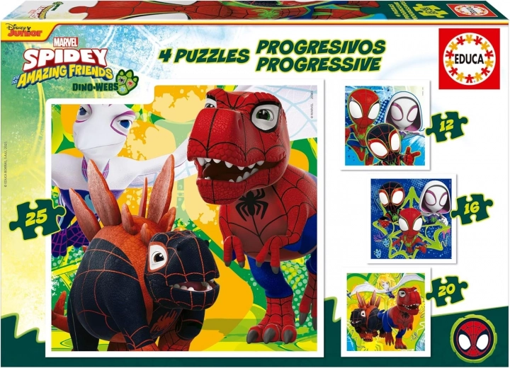 Educa Puzzle Spidey și prietenii săi uimitori: Dino-web 4v1