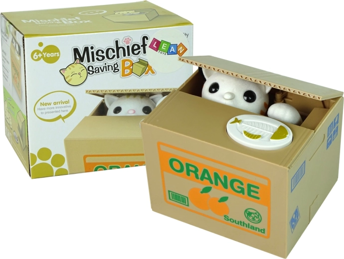 Cutie pentru bani Pisica învață să economisească Portocaliu