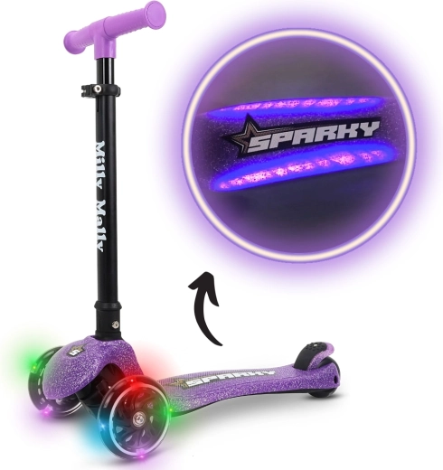 Trotinetă pentru copii cu trei roți Milly Mally Sparky violet