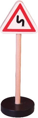 Babu semn rutier din lemn Atenție curbe