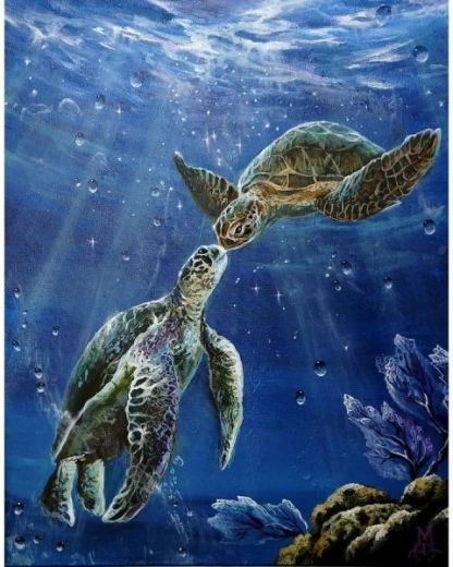 Broderie cu diamante (diamond painting) țestoase marine 30 × 40 cm