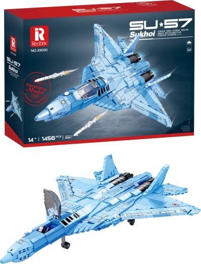 Set de construcție avion de vânătoare Su-57 în camuflaj albastru (1456 piese)