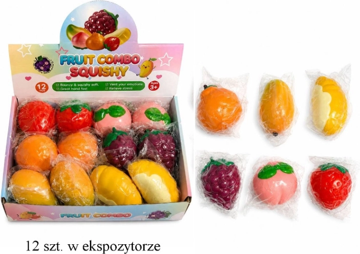 Minge senzorială antistres de strâns, fructe mix - 1 bucată