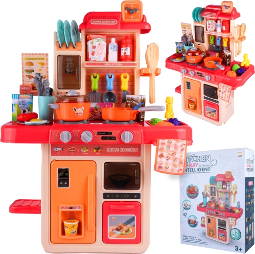 Bucătărie roz pentru copii 63 cm cu 42 accesorii