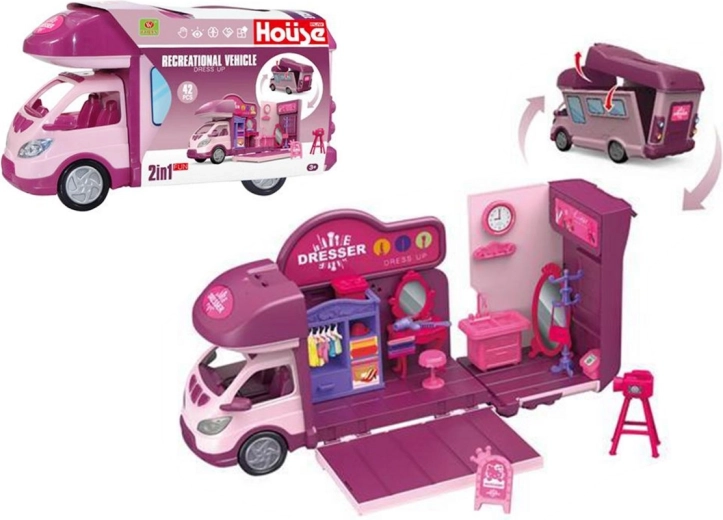 Vehicul rezidențial pentru păpuși cu accesorii