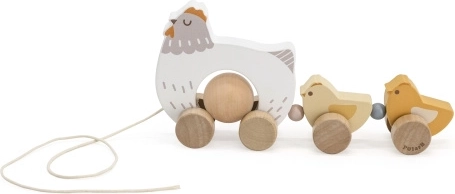 Găinușă de lemn de tras cu puișori Viga PolarB