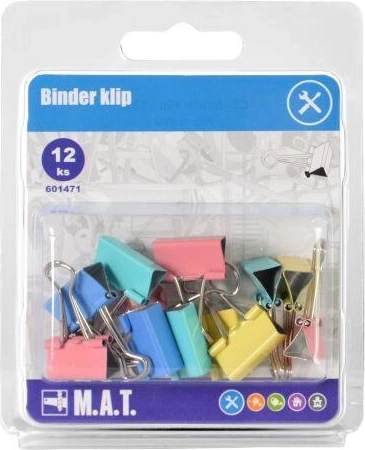 Clemă de birou Binder – mix de culori, 12 buc.