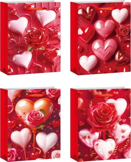 Pungă cadou XL Inimi pentru îndrăgostiți 40 × 55 cm