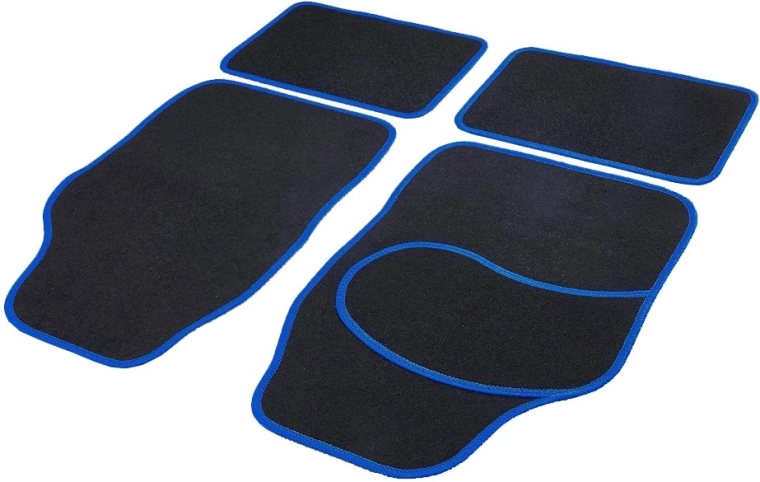 Covorașe auto universale textile, negre și albastre, set de 4 bucăți