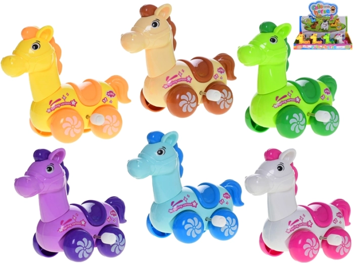 Căluț din plastic cu mecanism pe arc, 9 cm, pentru cei mai mici copii