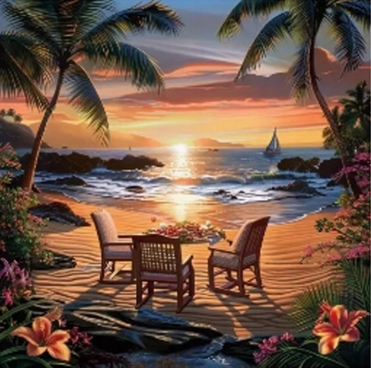 Norimpex pictură pe numere Foc pe plaja tropicală 40 × 50 cm