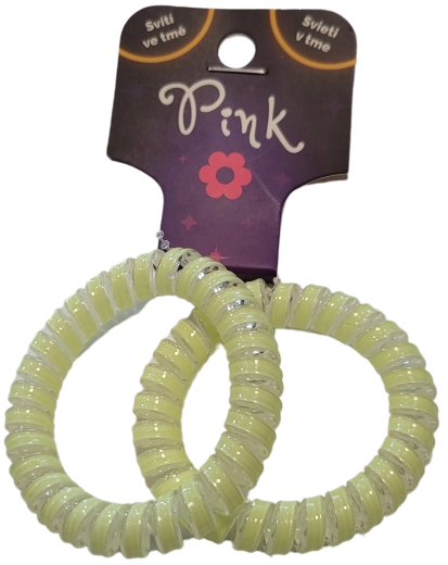Elastice spirale pentru păr care luminează PINK, 2 buc.