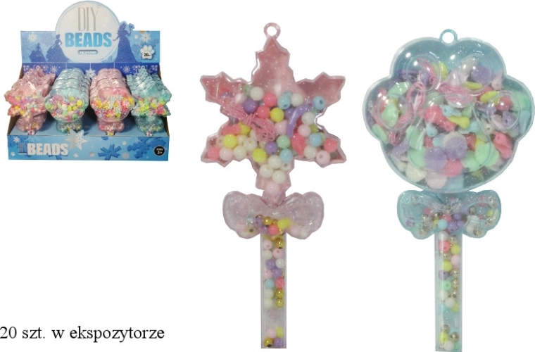 Set de mărgele colorate pentru brățări în cutiuță (fulg de zăpadă sau lăbuță de pisică) - 1 bucată