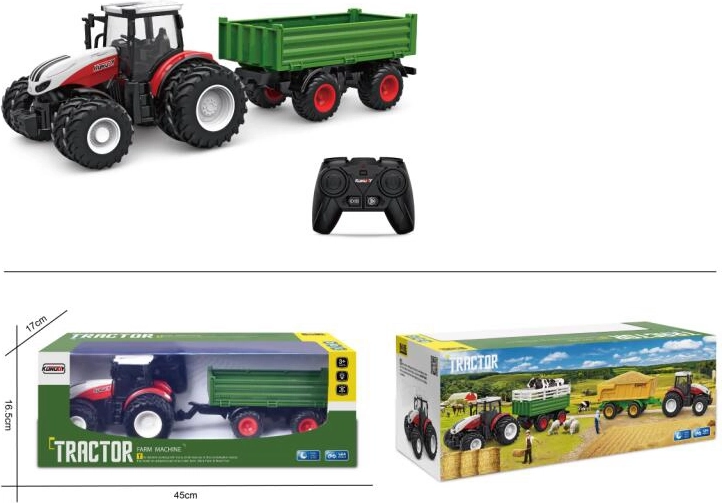 Tractor cu telecomandă cu remorcă și lumini