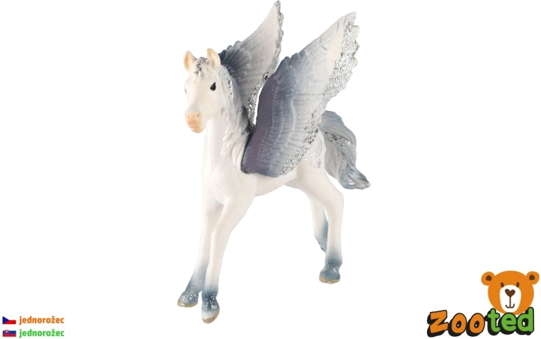 Mânz de unicorn înaripat alb-gri 11 cm - 1 bucată