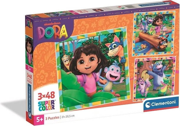 Puzzle Clementoni Dora 3×48 piese SuperColor