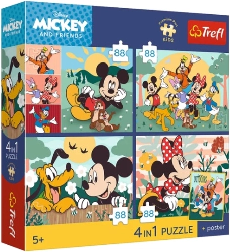 Puzzle Trefl Premium Plus Kids Myszka Mickey – Împreună cu prietenii 4x88 piese