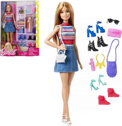 Păpușă Barbie cu pantofi și dulap