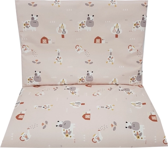 EKO lenjerie de pat pentru copii din bumbac, 2 piese, My Farm, roz