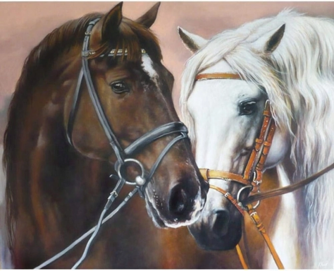 Mozaică diamantată - Doi cai