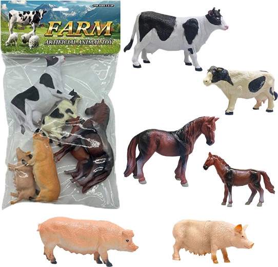 Set de figurine cu animale de fermă, 6 buc.