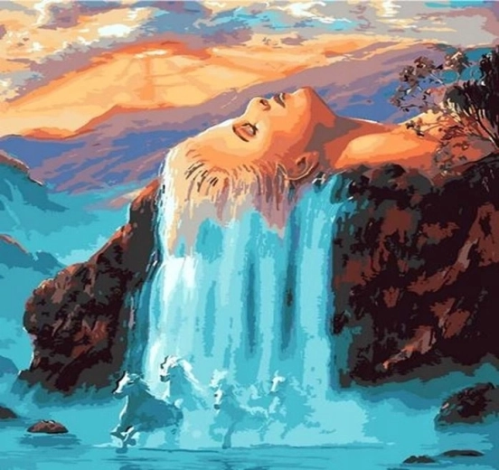 Norimpex Pictură pe numere femeie lângă cascadă 40 × 50 cm