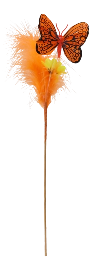 Decorațiune de Paște pe băţ fluture cu puf, mix de culori, 30 cm