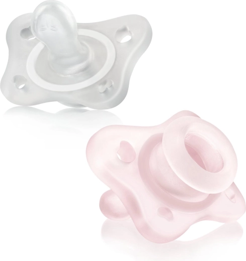 Chicco PhysioForma Mini Soft suzetă din silicon integral 0–2 luni pentru fete, 2 buc.