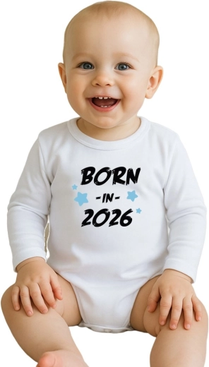 Body pentru copii cu imprimeu NEW BABY Born in 2026, albastru
