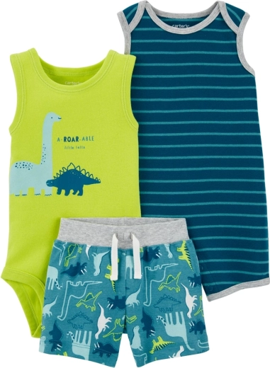 Set de vară Carter’s din 3 piese pentru băiețel Stripes Dinos (9 luni)