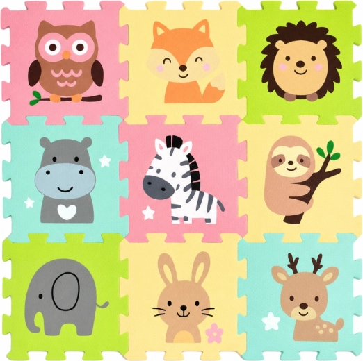 Petite&Mars puzzle din spumă pentru podea Nexli Safari Friends 9 buc.