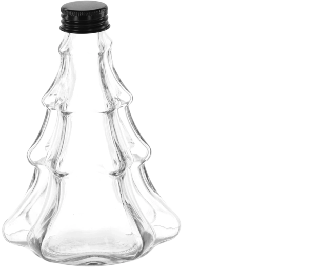 Sticlă decorativă din sticlă Choinka 300 ml cu capac metalic cu filet 28 mm