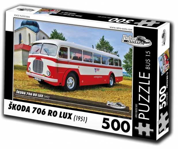 Puzzle retro auto – autobuz Škoda 706 RO Lux (1951) 500 piese