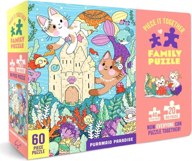 Puzzle de familie Purrmaid Paradise 60 piese – Chronicle Books
