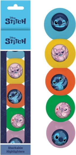 Evidențiatoare DISNEY Lilo & Stitch – set de 5 culori stivuibile