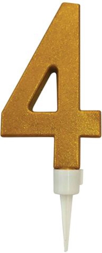 Lumânare pentru tort cifră 4 aurie 16 cm