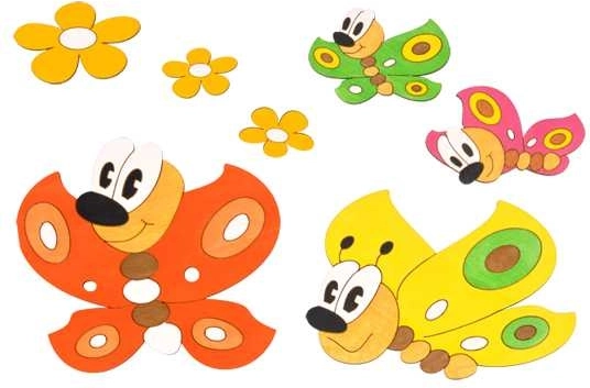 Decorațiuni din lemn Fluturași și Floricele