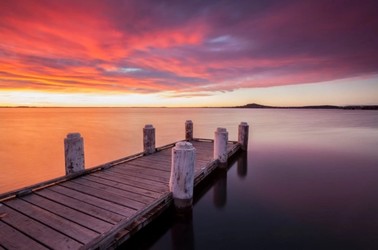 Pictură cu diamante – debarcader pe lacul Illawarra 30 × 40 cm