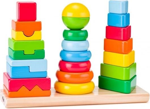 Puzzle geometric din lemn – 3 turnuri