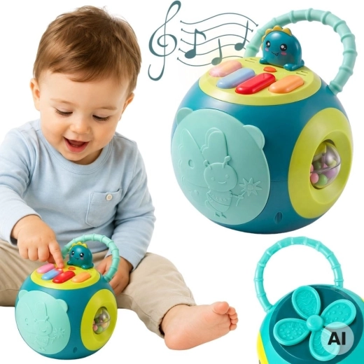 Minge educativă interactivă Montessori cu pian Woopie
