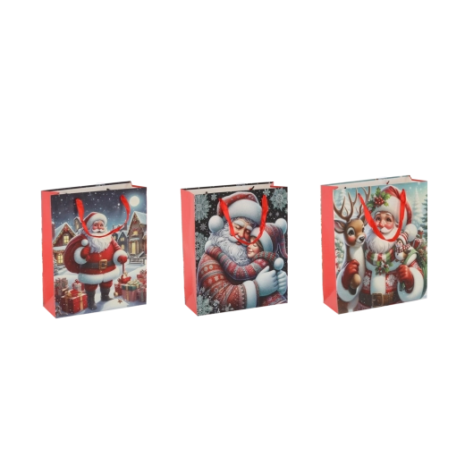 Pungă cadou de Crăciun cu Moș Crăciun 18 × 24 × 8 cm