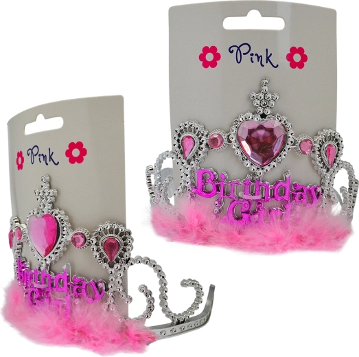 Bentiță Happy Birthday cu pene roz