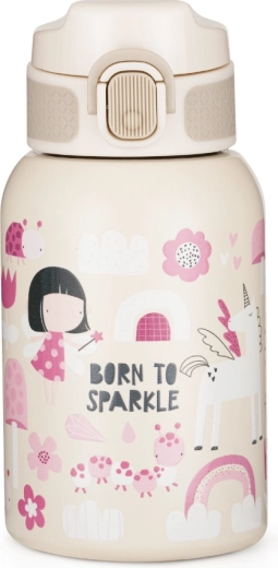 PETITE&MARS sticlă termică din inox cu pai Twinkling Fairy 350 ml