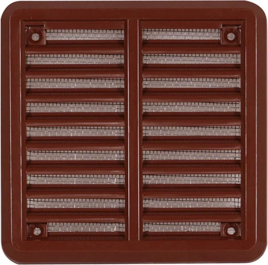 Grilaj de ventilație cu plasă, maro, 100 × 100 mm