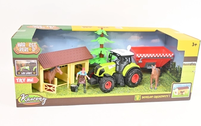 Fermă cu tractor – set de joacă pentru copii, 7 piese